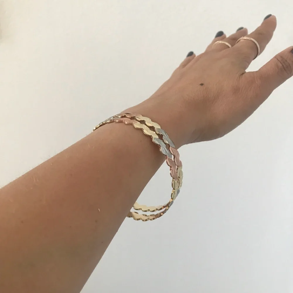 2set TriColor Gold Plated Bangle Cuff - Picture 5 of 7